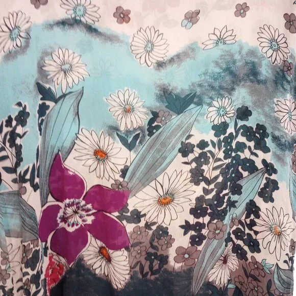 Coldwater Creek Silk Stripe & Floral Sheer Tunic Top - Picture 5 of 11